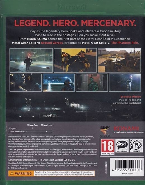 Metal Gear Solid V Ground Zeroes - XBOX One (B Grade) (Genbrug)